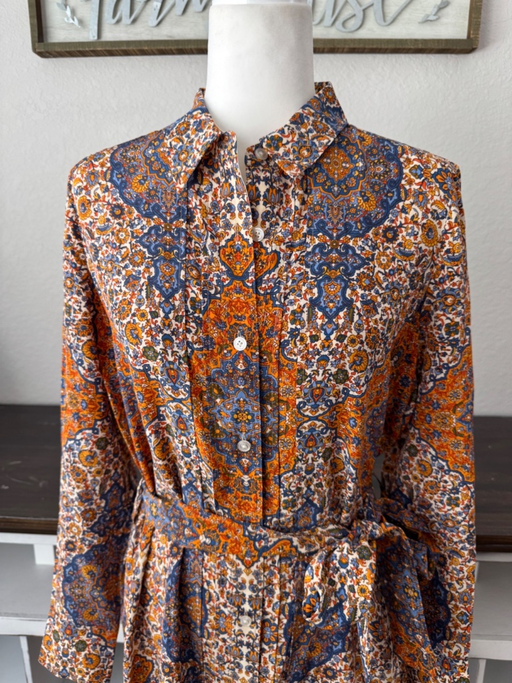 New Tory Burch Soiree Pleated Shirtdress 100% Silk Women's Size 8 *6 - Picture 3 of 12